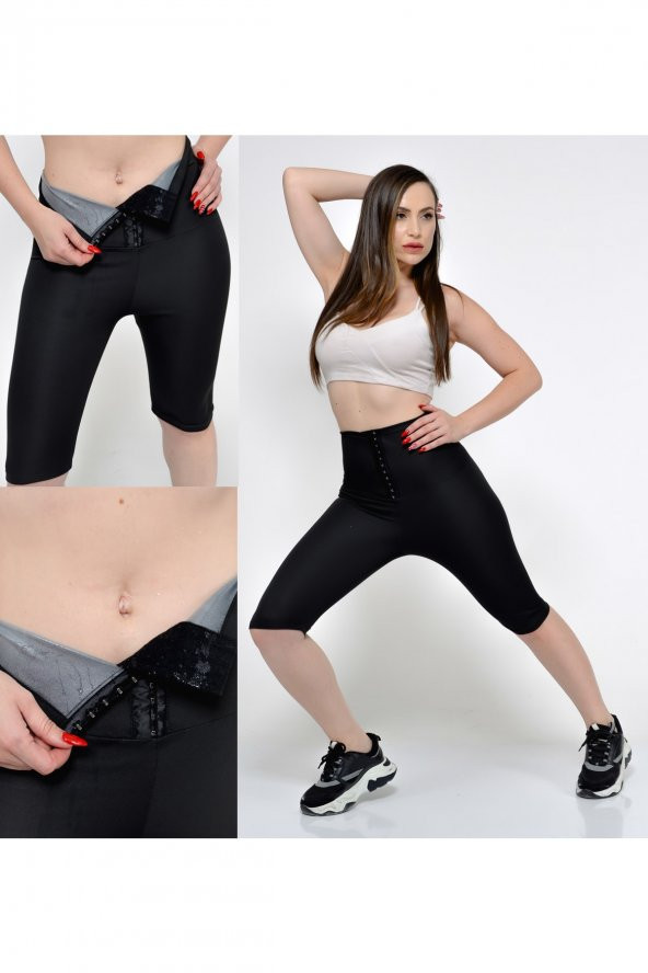 SAUNA SUIT Unisex 100 Orijinal 3 Kademeli Agraflı Termal Şort Ile Günlük Ve Spor Ile Terle Zayıfla Incelyky ürün görseli 1