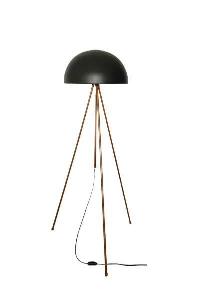 Rsylight Retro Metal Dekoratif Bakır Siyah 3 Ayaklı Köşe Lambası Lambader ürün görseli 1