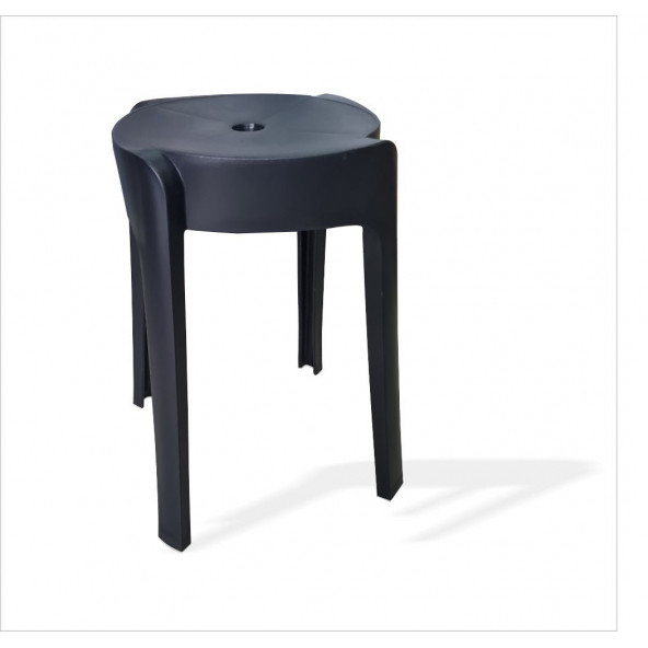 Büyük Geniş Uzun Siyah Sağlam Sert Plastik Kırılmaz 45 cm Banyo Balkon Bahçe Oturak Tabure Sandalye ürün görseli 1