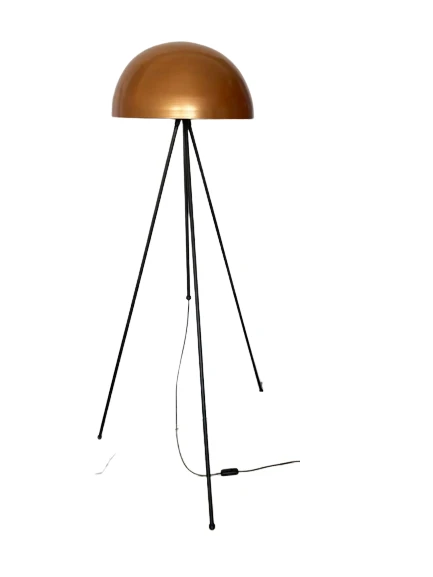 Rsylight Retro Metal Dekoratif Bakır Siyah 3 Ayaklı Köşe Lambası Lambader ürün görseli 1