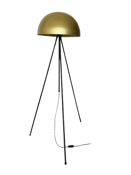 Rsylight Retro Metal Dekoratif Siyah Gold 3 Ayaklı Köşe Lambası Lambader ürün görseli 1