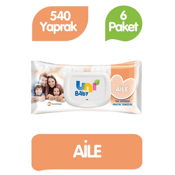 Uni Baby Aile Islak Havlu Mendil 90x6 540 Yaprak ürün görseli 1