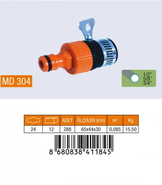 1/2 MUSLUK BAGLANTI ADAPTÖRÜ KELEPÇELİ MD304 ürün görseli 1