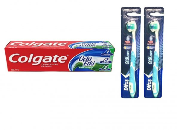 Diş Macunu 100 ml Üçlü Etki  1 Adet + Difaş Oralcare Diş Fırçası 2 Adet ürün görseli 1