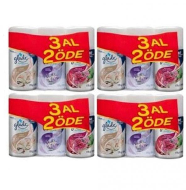 Glade Otomatik Sprey İpeksi Vanilya + Lavanta Ferahlığı + Meyve & Çiçek Buketi Yedek 12 x 269 ML ürün görseli 1