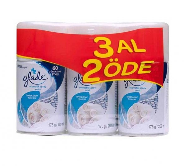 Glade Otomatik Yedek Sprey Çarşaf Ferahlığı + Okyanus Sessizliği + Temizliğin Ferahlığı 3 x 269 ML ürün görseli 1