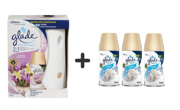 Glade Otomatik Sprey Sistem + Yedek Lavanta Ferahlığı 269 Ml+Temiz Çarşaf Ferahlığı 3 x 269 Ml ürün görseli 1