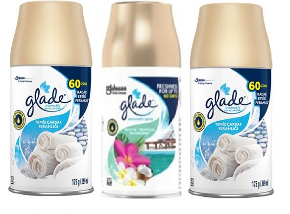 Glade Oda Kokusu Temiz Çarşaf Ferahlığı x Tropikal x Temiz Çarşaf Ferahlığı Yedek Sprey 3 X 269 Ml ürün görseli 1