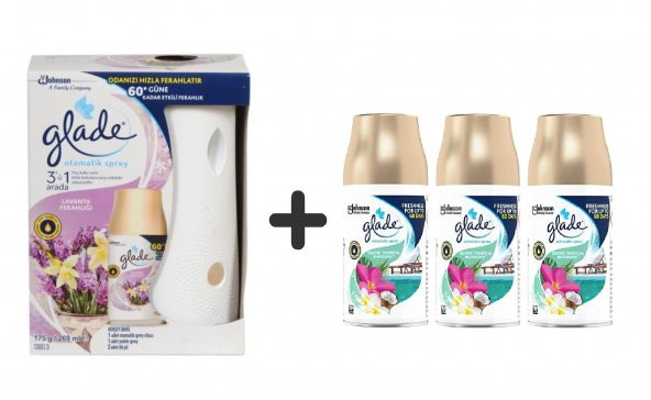 Glade Otomatik Sprey Sistem + Lavanta Ferahlığı +Tropikal Floral +Yedek 3 x 269 Ml ürün görseli 1