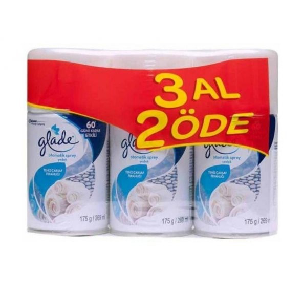 Glade Otomatik Sprey Oda Kokusu Yedek Temiz Çarşaf Ferahlığı 3 X 269 ml ürün görseli 1