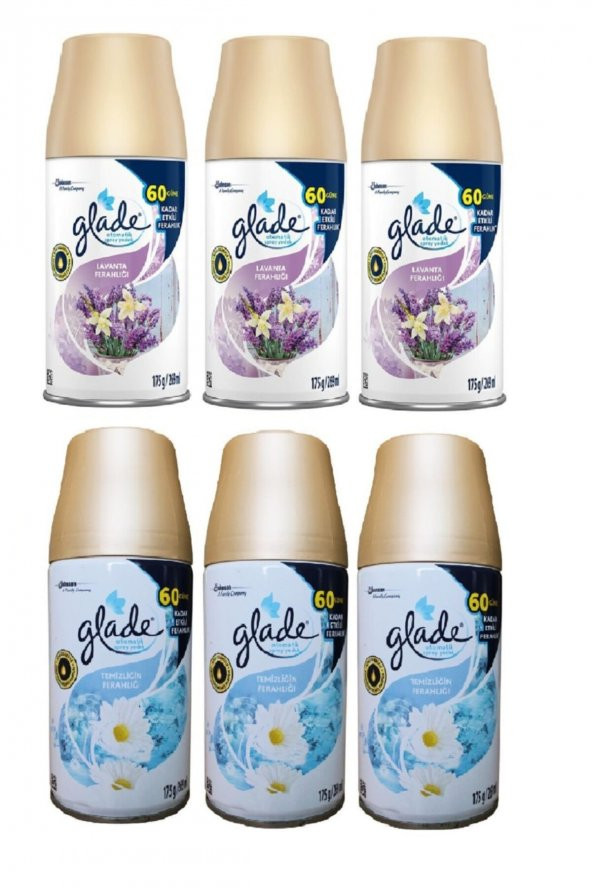 Glade  Oda Kokusu Yedek Sprey  Lavanta Ferahlığı  3 x 269 Ml  x Temizliğin Ferahlığı  3 x 269 Ml ürün görseli 1