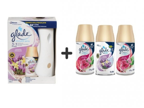 Glade Otomatik Sistem+ Lavanta Ferahlı + Meyve&Çiçek Buketi x Lavanta x Meyve& Çiçek Buketi 3x269Ml ürün görseli 1