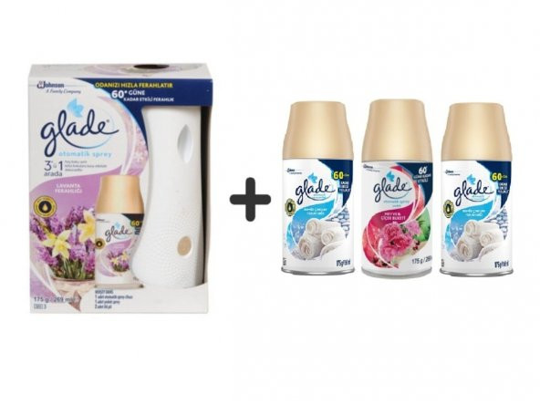 Glade Otomatik Sistem+Lavanta +Temiz Çarşaf Ferahlıx Meyve&Çiçek Buketi x Temiz Çarşaf Ferahlı 3x269ml ürün görseli 1