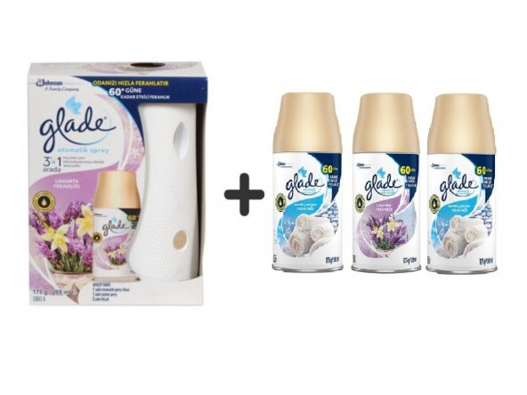 Glade Otomatik Sistem + Lavanta Ferahlığı + Temiz Çarşaf Ferahlı x Lavanta xTemiz Çarşaf Ferahlı 3x269ml ürün görseli 1