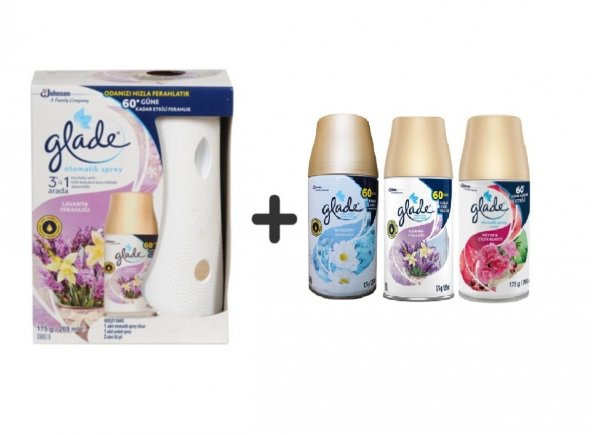 Glade Otomatik Sistem+ Lavanta Ferahlığı+ Temizliğin Ferahlıx Lavanta x Meyve& Çiçek Buketi 3x269ml ürün görseli 1