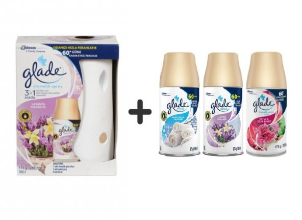 Glade Otomatik Sprey + Lavanta + Temiz Çarşaf Ferahlığı x Lavanta x Meyve& Çiçek Buketi 3x269 Ml ürün görseli 1