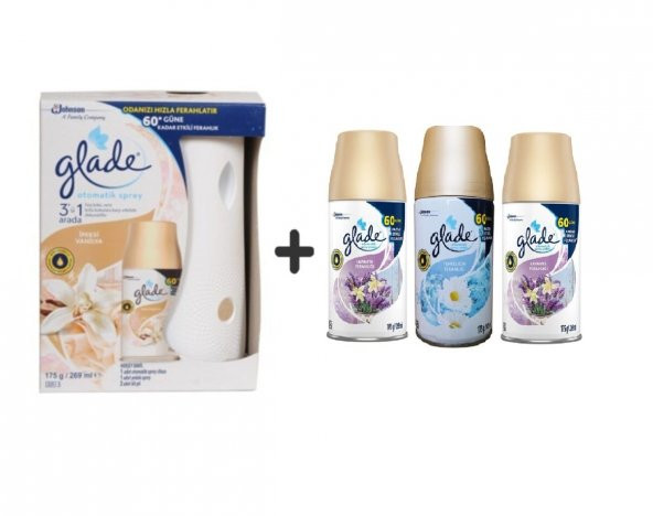 Glade Otomatik Sprey+ Ipeksi Vanilya+ Lavanta x Temizliğin Ferahlığı x Lavanta Ferahlığı 3x269 Ml ürün görseli 1