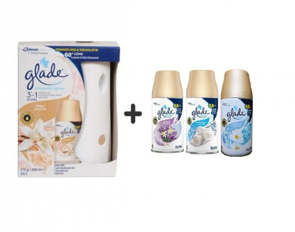 Glade Otomatik Sprey+ İpeksi Vanilya+ Lavanta x Temiz Çarşaf Ferahlı x Temizliğin Ferahlığı 3x269Ml ürün görseli 1