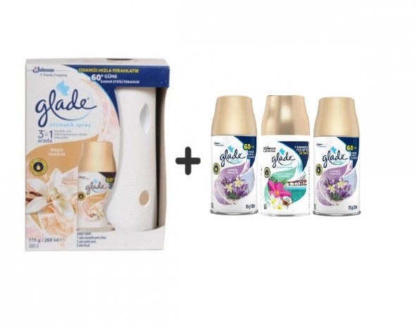Glade Otomatik Sprey + İpeksi Vanilya+  Lavanta x Tropikal Floral x Lavanta Ferahlığı 3 X 269 Ml ürün görseli 1