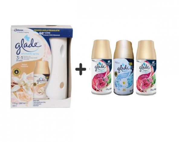Glade Otomatik Sprey + İpeksi Vanilya +  Meyve& Çiçek Buketi x Temizliğin Ferahlıx Meyve& Çiçek 3x269ml ürün görseli 1