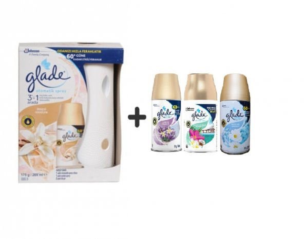 Glade Otomatik Sprey + Ipeksi Vanilya+ Lavanta x Tropikal Floralx Temizliğin Ferahlığı 3 X269 Ml ürün görseli 1