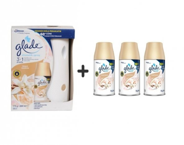 Glade Otomatik Sprey + Ipeksi Vanilya Yedek 269 Ml + İpeksi Vanilya Yedek +3 x 269 Ml ürün görseli 1