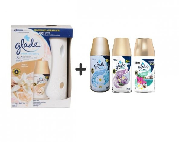 Glade Otomatik Sprey + Ipeksi Vanilya+Temizliğin Ferahlığı X Lavanta Ferahlığı X Tropikal 3x 269 Ml ürün görseli 1