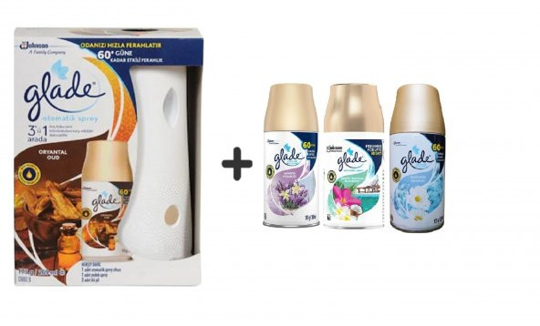Glade Otomatik Sprey x Oryantal Oud x Lavanta Ferahlığı x Tropikal x Temizliğin Ferahlığı 3 x 269 Ml ürün görseli 1