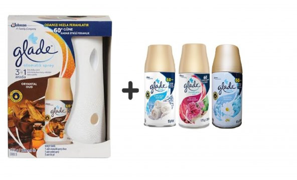 Glade Otomatik Sprey x Oryantal Oud x Temiz Çarşaf Meyve& Çiçek Buketi x Temizliğin Ferahlı 3x269Ml ürün görseli 1