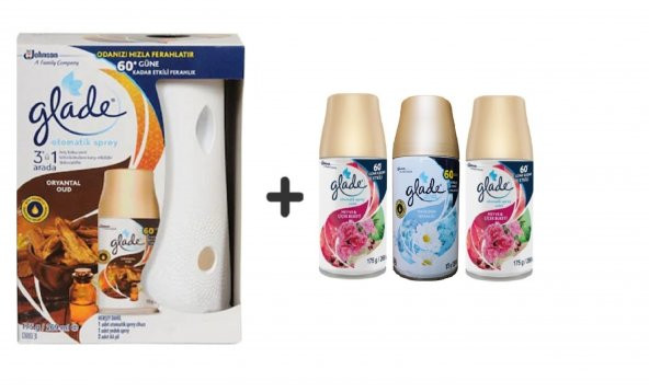 Glade Otomatik Sprey x Oryantal Oud x Meyve & Çiçek Buketi x Temizliğin Ferahlığı x Meyve& Çiçek 3 x 269 Ml ürün görseli 1