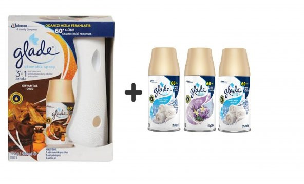 Glade Otomatik Sprey x Oryantal Oud x Temiz Çarşaf Ferahlığı x Lavanta x Temiz Çarşaf Ferahlı 3 x 269 ml ürün görseli 1