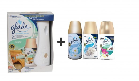 Glade Otomatik Sprey x Okyanus Sessizliği x Temizliğin Ferahlı x Temiz Çarşaf Ferahlı x Tropikal 3 x 269 Ml ürün görseli 1