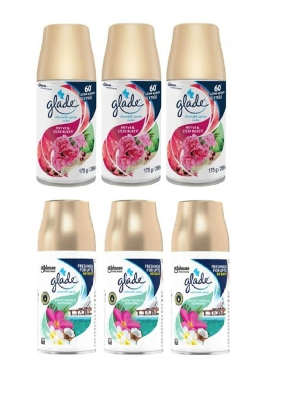 Glade Oda Parfümü Otomatik Sprey Oda Kokusu Bahar Kokusu Tropikal Floral + Meyve & Çiçek Buketi 6 X 269ml ürün görseli 1