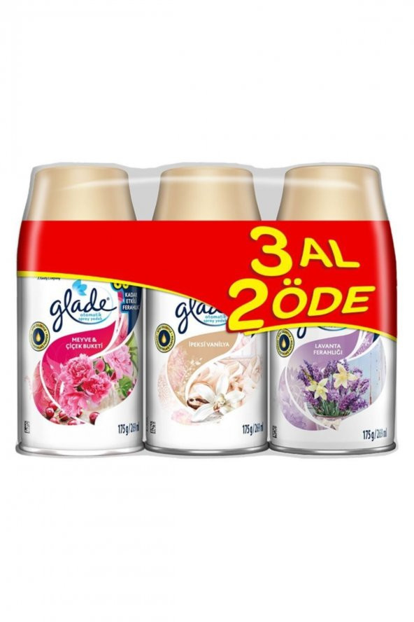 Otomatik Yedek Oda Spreyi Ipeksi Vanilya+meyve & Çiçek Buketi+lavanta Ferahlığı 3x269ml ürün görseli 1