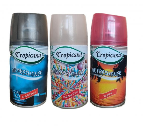 Tropicana Air Freshener Oda Kokusu Anti Tobacco + Bubble Gum + Tropikal Parfüm Sprey 260 Ml x 3 Adet ürün görseli 1