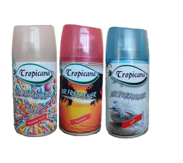 Tropicana Air Freshener Oda Kokusu Bubble Gum + Tropikal + Soft Koku Parfüm Spreyi 260 Ml x 3 Adet ürün görseli 1