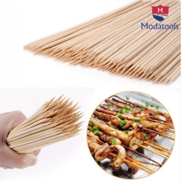 Ahşap Barbekü Şiş Doğal Ahşap Sopalarla Barbekü Aksesuarları Pişirme Aracı 25cm  100 Lu ürün görseli 1