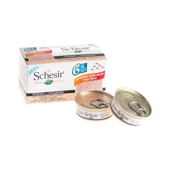 Schesir Multipack Somonlu Konserve Kedi Maması 6x50 gr ürün görseli 1