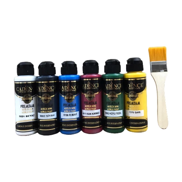 CADENCE AKRİLİK BOYA SETİ VE FIRÇA 120 ML 6LI ürün görseli 1