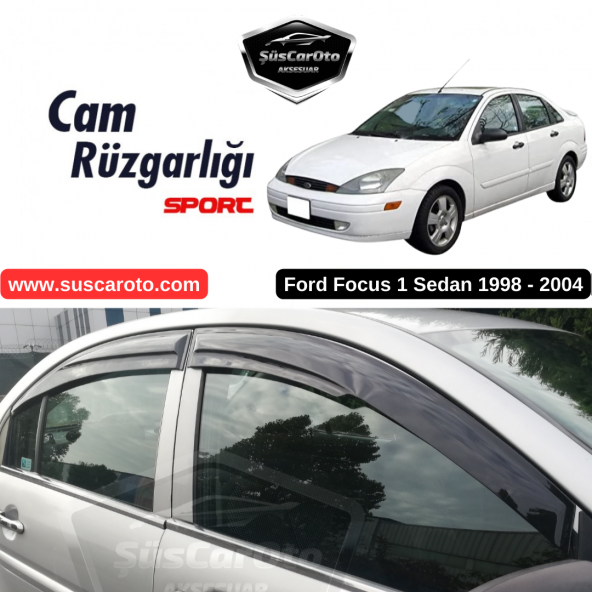 Ford Focus 1 Sedan 1998-2004 Uyumlu Mugen Cam Rüzgarlığı Seti Piano Black 4lü İthal ürün görseli 1