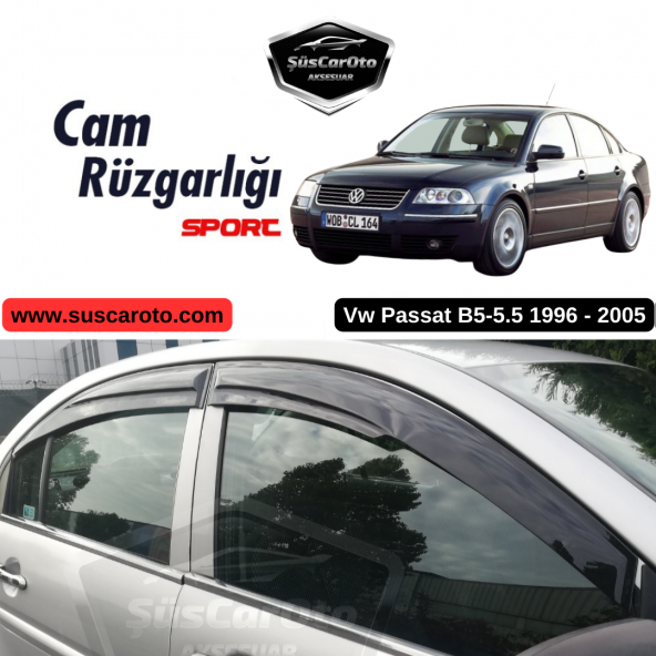 Vw Passat B5 - B5.5 1996-2005 Uyumlu Mugen Cam Rüzgarlığı Seti Piano Black 4lü İthal ürün görseli 1