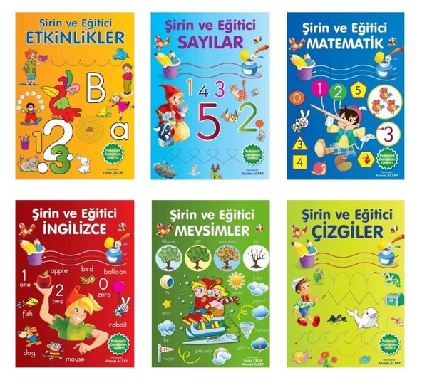 Şirin ve Eğitici Etkinlikler 6 Kitap (Sayılar + Matematik + Çizgiler + Mevsimler + İngilizce + Etkinlikler) ürün görseli 1