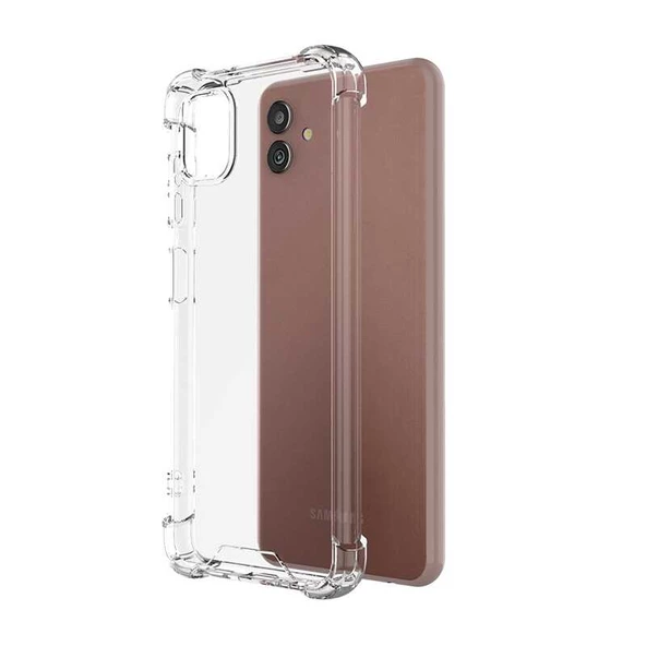 Gpack Samsung Galaxy A04 Kılıf AntiShock Köşeli Şeffaf Sert KapakNano Glass ürün görseli 1