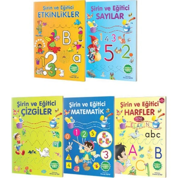 Şirin ve Eğitici Serisi 5 Kitap (Çizgiler - Matematik - Sayılar - Harfler - Etkinlikler) ürün görseli 1
