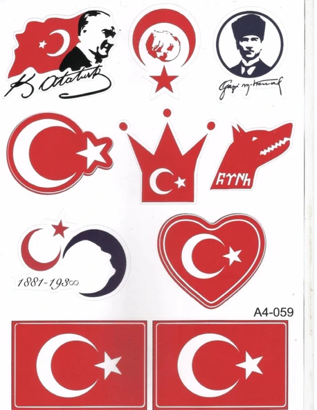 ATATÜRK VE BAYRAK FİGÜRLÜ A4 BOYUTUNDA ÇIKARTMA SETİ ürün görseli 1