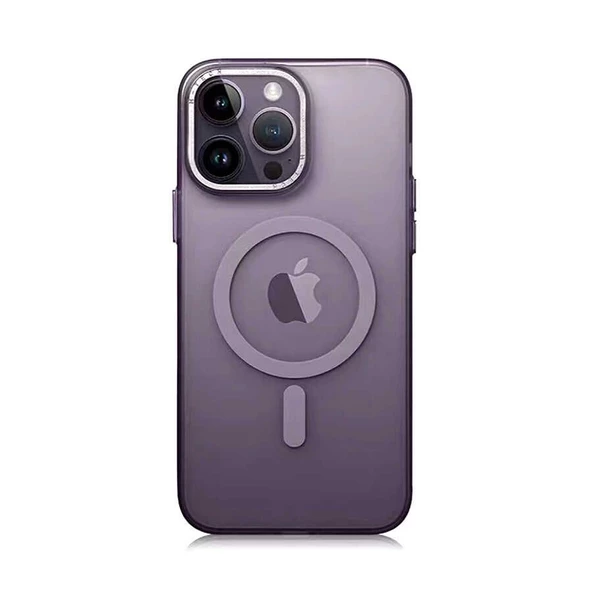 Gpack Apple iPhone 14 Pro Max Kılıf Tuval Transparan Wireless Şarj Özellikli Buttom Magsafe Silikon ürün görseli 1