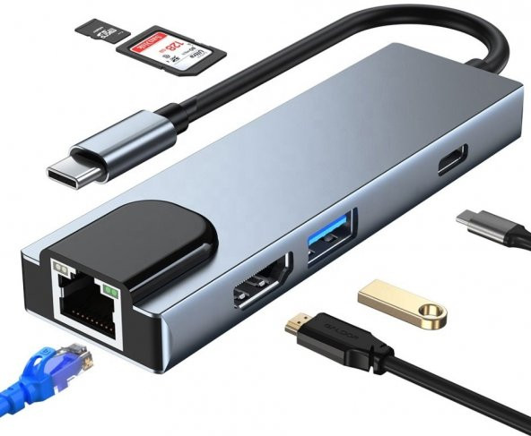Concord Byl-2017 Type-C To Hdtv Lan Ethernet Usb Pd Usb Hub Adaptör Çoklayıcı ürün görseli 1