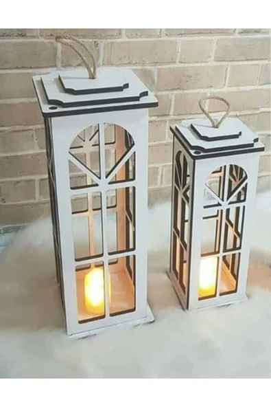 adımshops Dekoratif Fener 2'li-beyaz ürün görseli 1