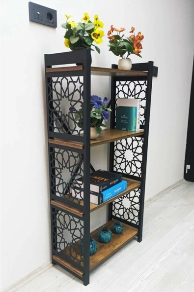adımshops Desenli Lazer Kesim Metal Raf,kitaplık,çiçeklik,ofis Dolabı,banyo Düzenleyici,mutfak Rafı ürün görseli 1
