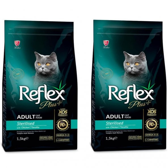 Reflex Plus Tavuklu Sterilised Yetişkin Kedi Maması 1,5 Kg 2'Li Set ürün görseli 1